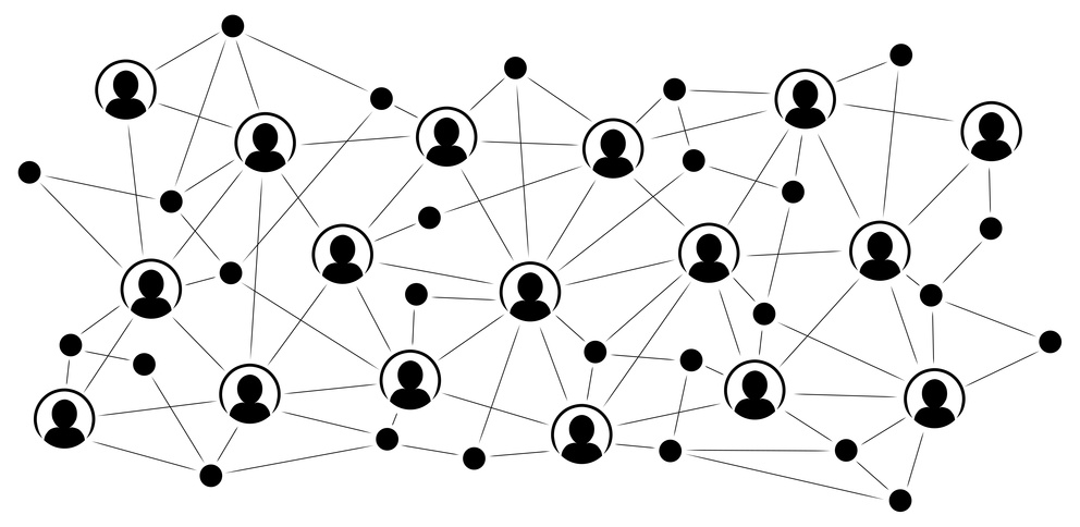 Netzwerk von Personen in schwarz-weiß